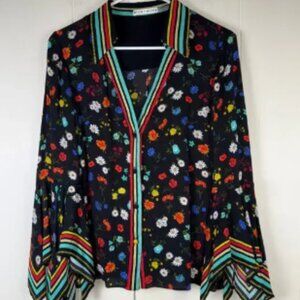 Alice + Olivia Randa‎ Floral Bell Sleeve Stylish Blouse Top. Size M